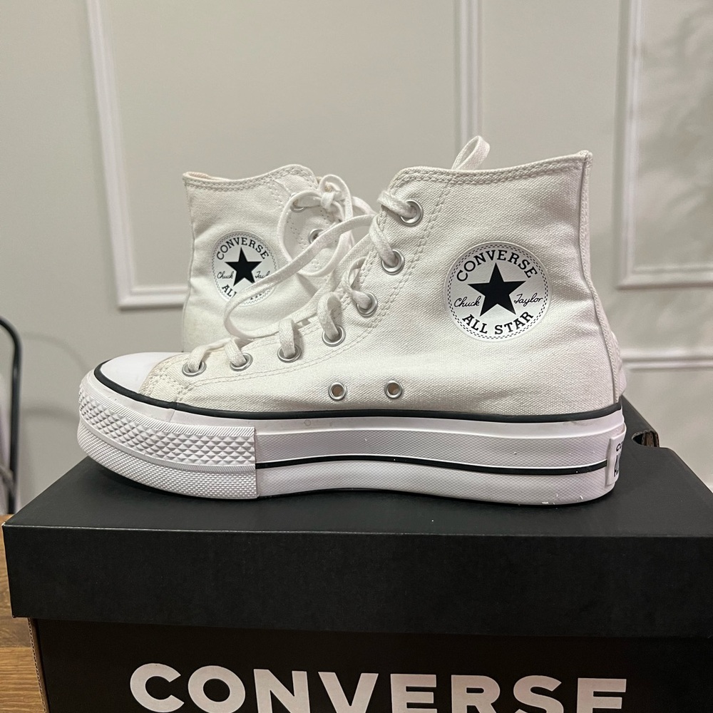 Converse All Star White High Top Platform Sneakers